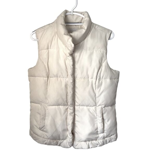 Charter Club Puffer Vest Fitted Elastic Back Waist Panel Ivory Women's Size L - Picture 1 of 10